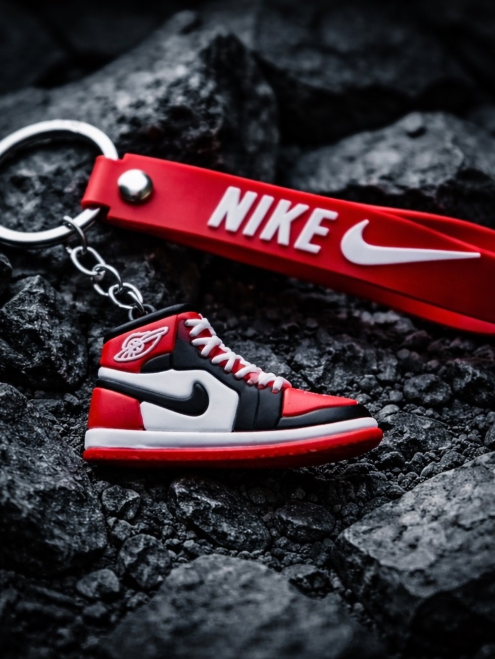 Nike Red Air Jordan Keychain with Logo Tag
